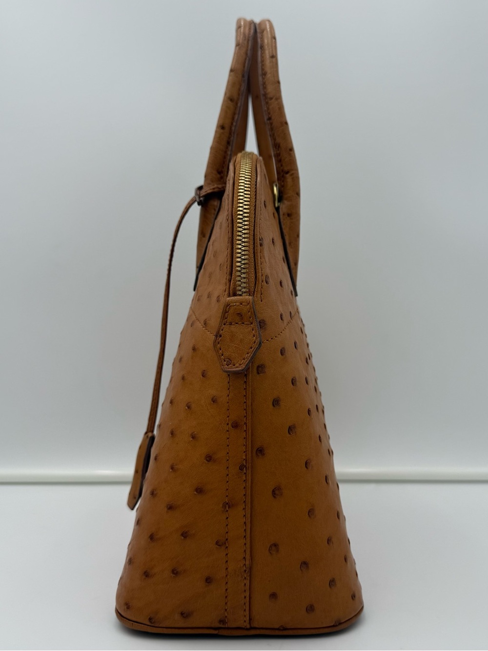 🇫🇷michel adolphe PARIS Unisex Brown Exotic OSTRICH BUGATTI 31 Bag Made in FRANCE - Picture 7 of 16